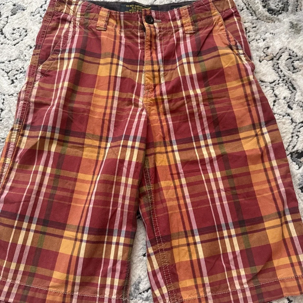 Vtg 2000s OLD NAVY Boys Size 14 Plaid Shorts Madras Style Retro 28